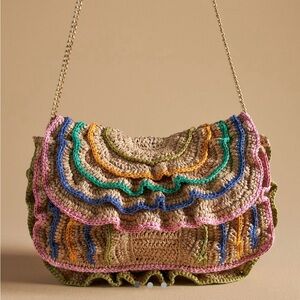 Anthropologie Raffia Ruffled Purse